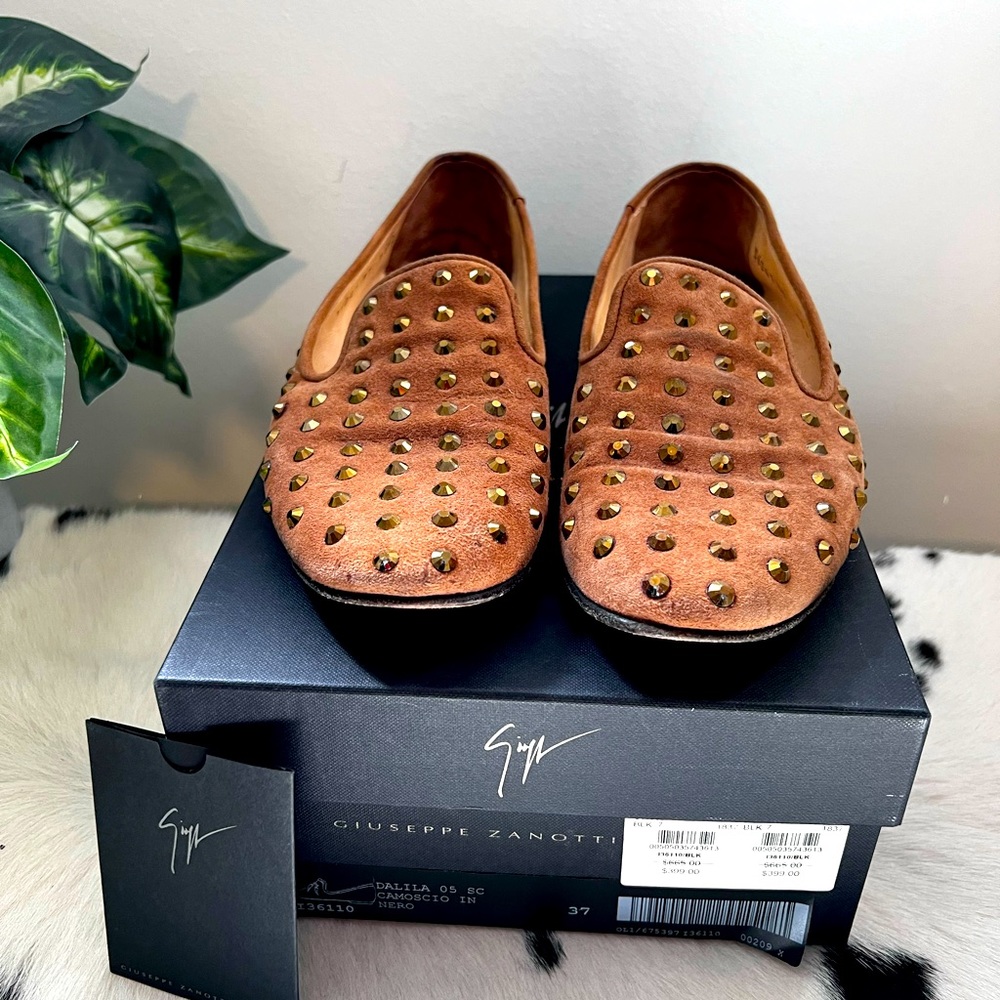 Giuseppe Zanotti Embellished Suede Flats (37)